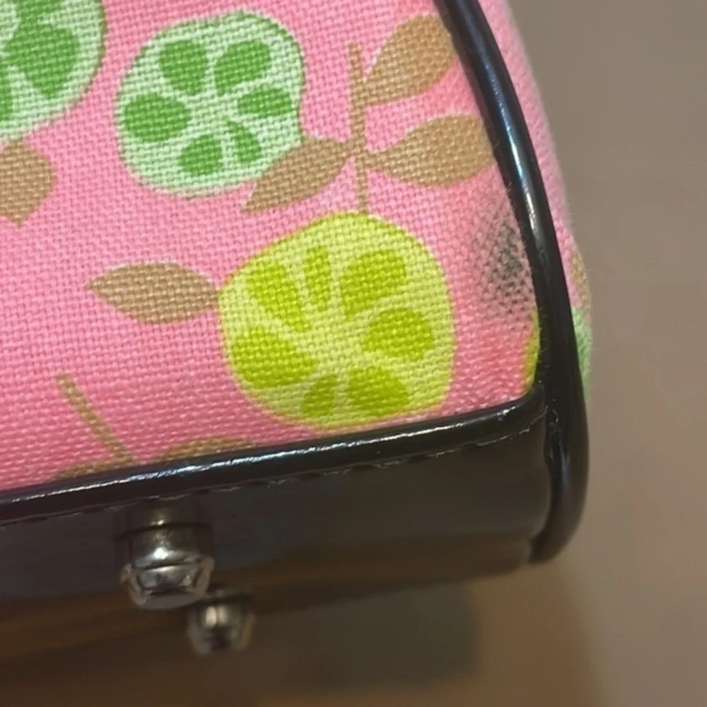 Glenda Gies Handbag lemon lime pink floral snap clutch purse